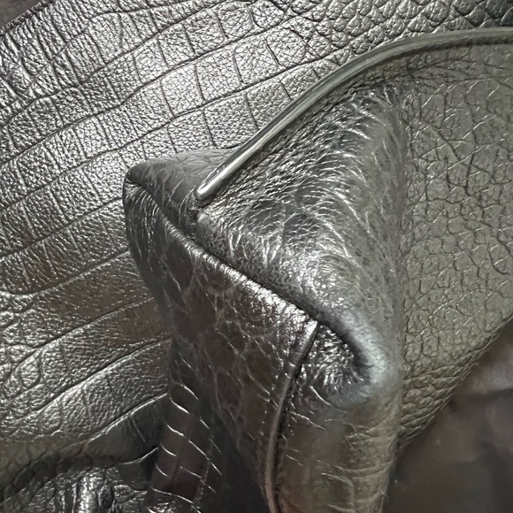 YSL Tag hobo bag black leather crocodile embossed - Picture 10 of 11